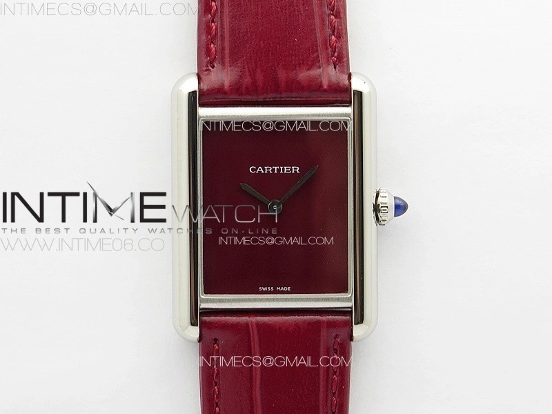 Tank Louis Ladies 25mm SS 8848F 1:1 Best Edition Red Dial on Red Leather Strap Ronda Quartz