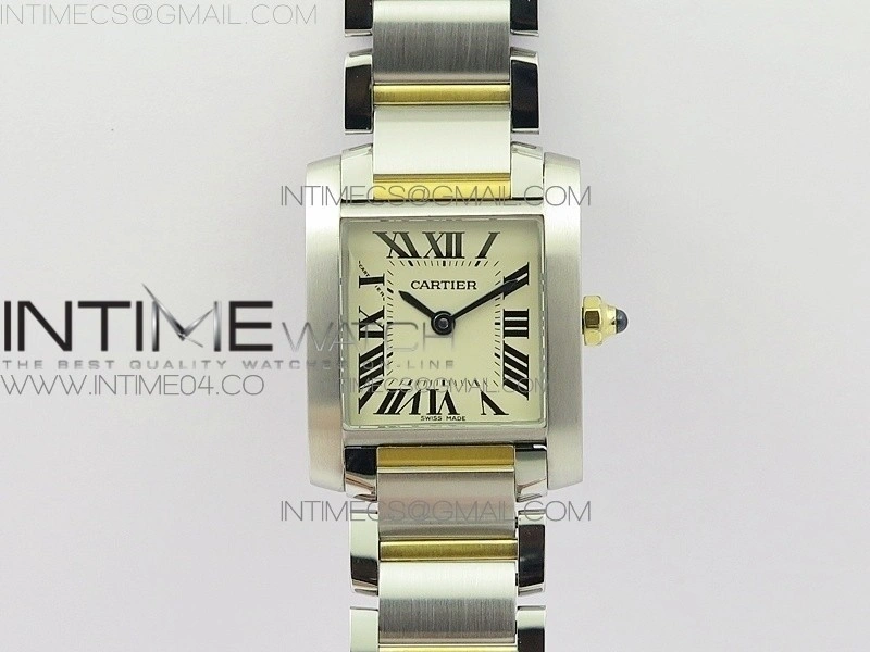 Tank Francaise Ladies 25mm SS YG 8848F 1:1 Best Edition Ivory Dial on SS YG Bracelet Ronda Quartz
