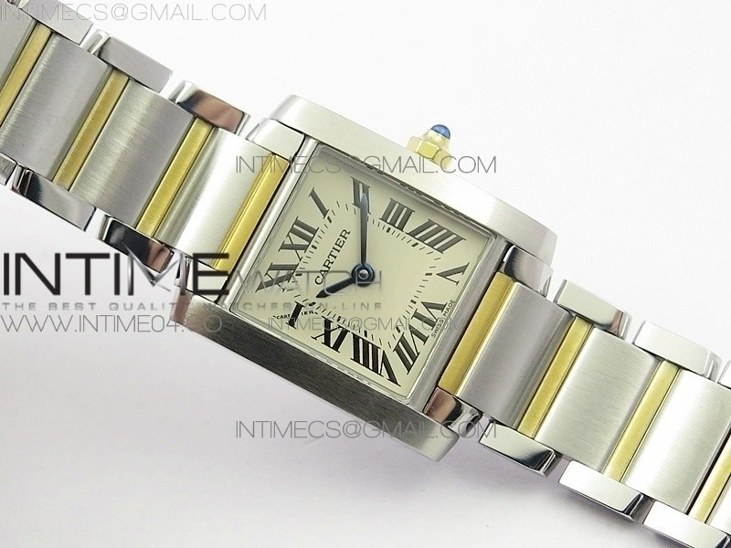 Tank Francaise Ladies 25mm SS YG 8848F 1:1 Best Edition Ivory Dial on SS YG Bracelet Ronda Quartz