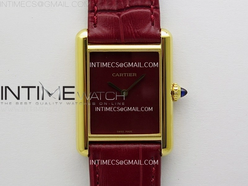 Tank Louis Ladies 25mm YG 8848F 1:1 Best Edition Red Dial On Red Leather Strap Ronda Quartz