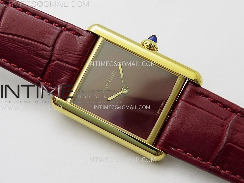 Tank Louis Ladies 25mm YG 8848F 1:1 Best Edition Red Dial On Red Leather Strap Ronda Quartz