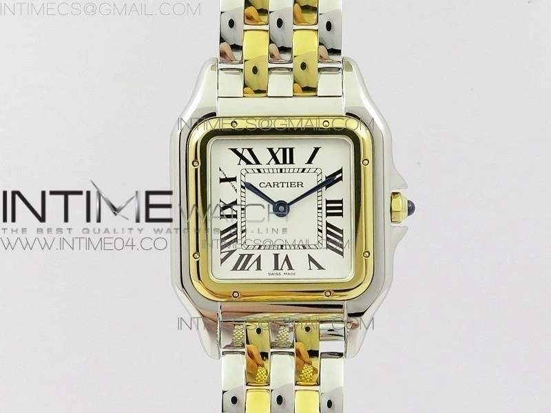 Panthère Secrete Ladies 27mm SS YG 8848F 1:1 Best Edition White Dial on SS YG Bracelet Ronda Quartz