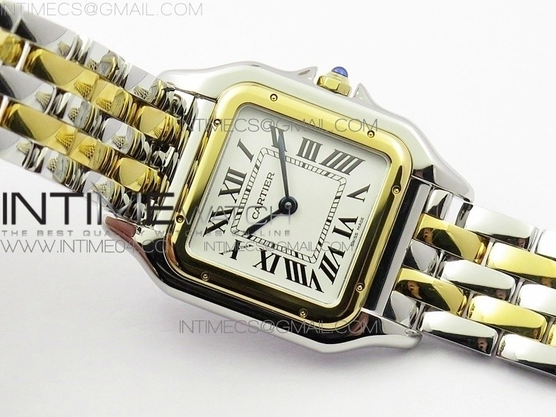 Panthère Secrete Ladies 27mm SS YG 8848F 1:1 Best Edition White Dial on SS YG Bracelet Ronda Quartz