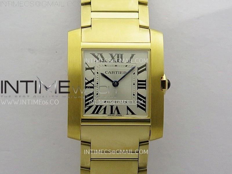 Tank Francaise Ladies 27mm YG 8848F 1:1 Best Edition Silver Dial on YG Bracelet Ronda Quartz V2