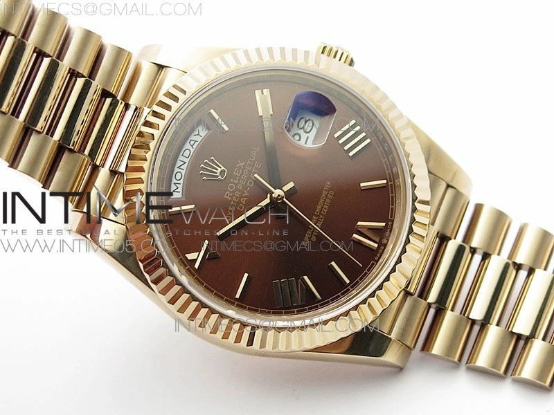 Day-Date 40mm 228239 BP New Dial Version 904 RG Brown Roman Markers Dial on RG President Bracelet A2836