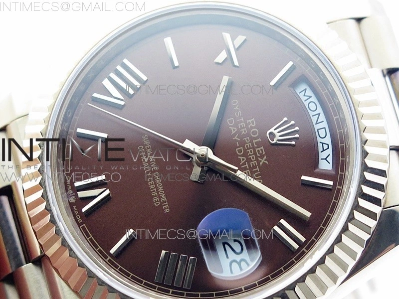 Day-Date 40mm 228239 BP New Dial Version 904 RG Brown Roman Markers Dial on RG President Bracelet A2836