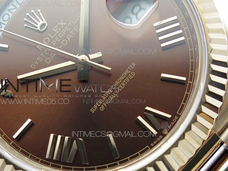 Day-Date 40mm 228239 BP New Dial Version 904 RG Brown Roman Markers Dial on RG President Bracelet A2836