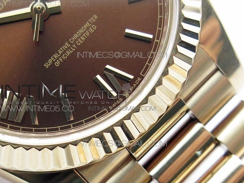 Day-Date 40mm 228239 BP New Dial Version 904 RG Brown Roman Markers Dial on RG President Bracelet A2836