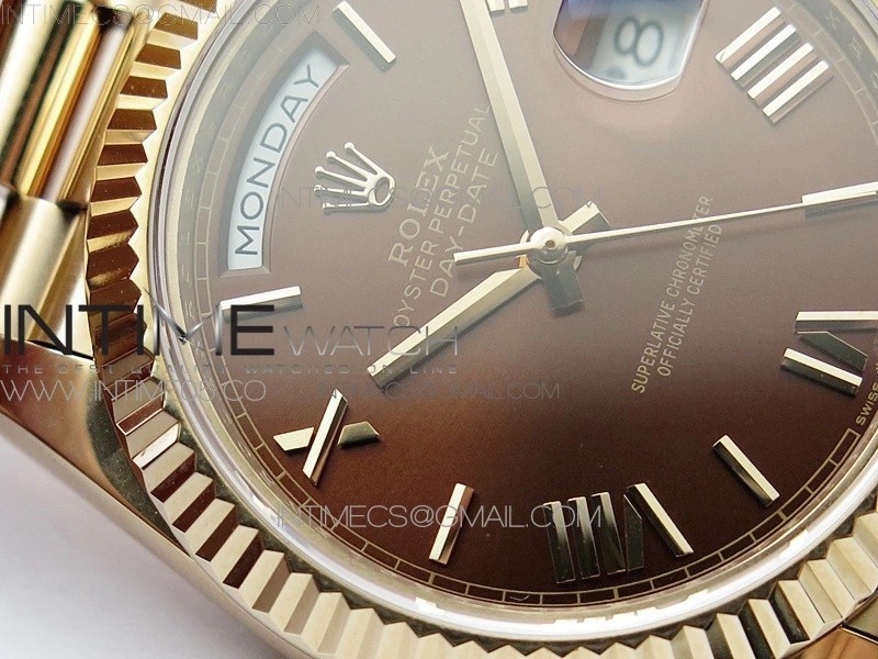 Day-Date 40mm 228239 BP New Dial Version 904 RG Brown Roman Markers Dial on RG President Bracelet A2836