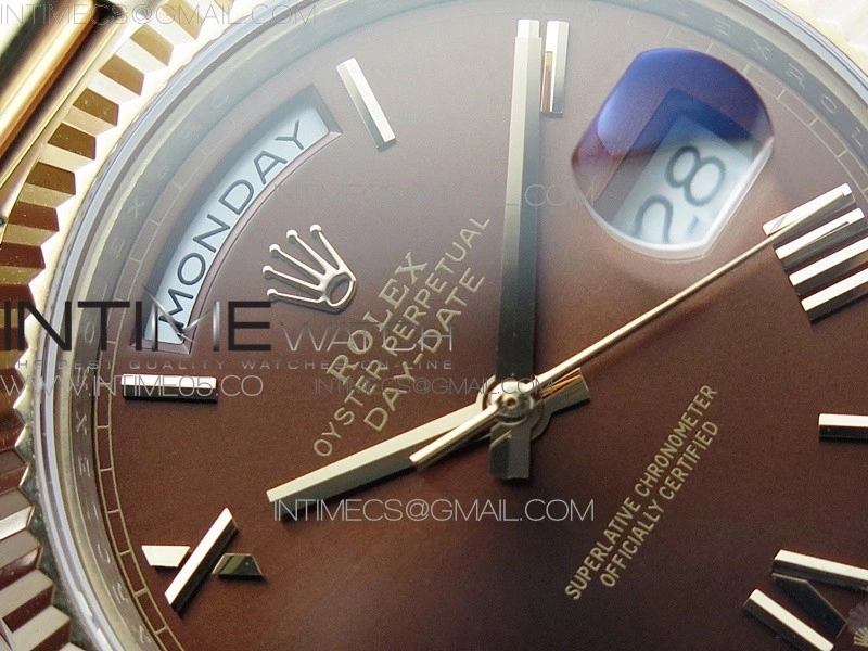 Day-Date 40mm 228239 BP New Dial Version 904 RG Brown Roman Markers Dial on RG President Bracelet A2836