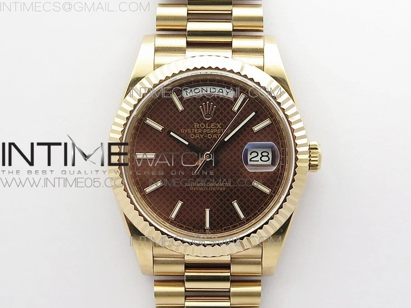 Day-Date 40mm 228239 BP New Dial Version 904 RG Brown Stick Markers Dial on RG President Bracelet A2836