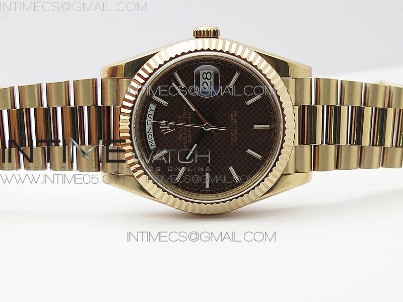 Day-Date 40mm 228239 BP New Dial Version 904 RG Brown Stick Markers Dial on RG President Bracelet A2836