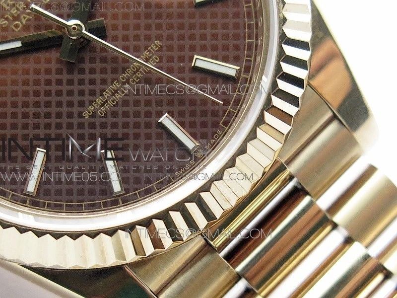 Day-Date 40mm 228239 BP New Dial Version 904 RG Brown Stick Markers Dial on RG President Bracelet A2836
