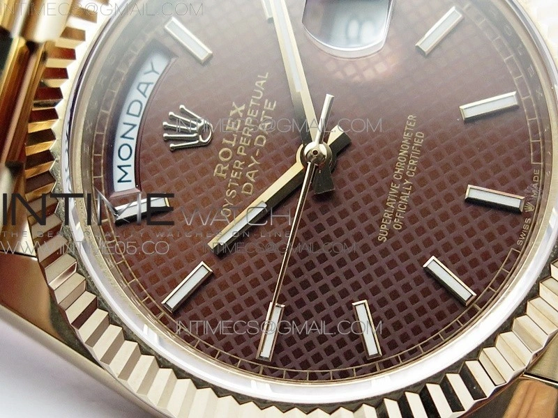 Day-Date 40mm 228239 BP New Dial Version 904 RG Brown Stick Markers Dial on RG President Bracelet A2836