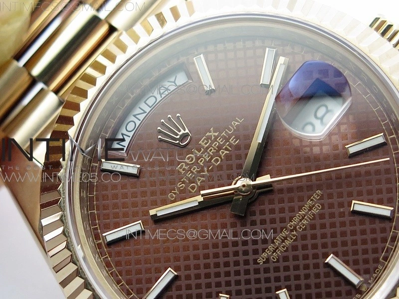 Day-Date 40mm 228239 BP New Dial Version 904 RG Brown Stick Markers Dial on RG President Bracelet A2836