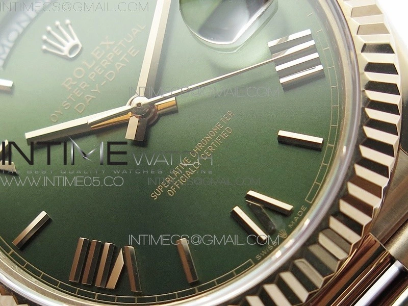 Day-Date 40mm 228239 BP New Dial Version 904 RG Green Roman Markers Dial on RG President Bracelet A2836