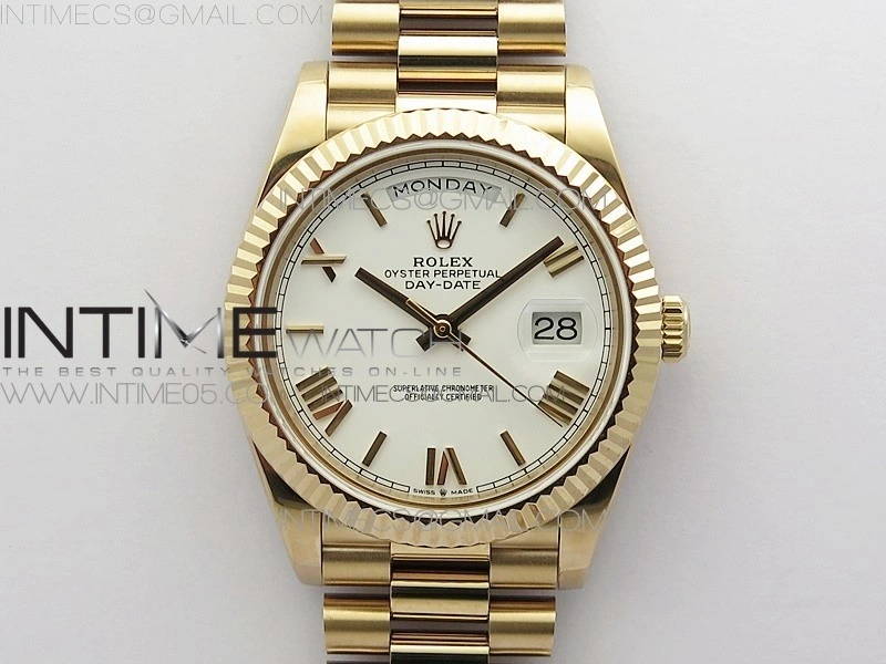 Day-Date 40mm 228239 BP New Dial Version 904 RG White Roman Markers Dial on RG President Bracelet A2836