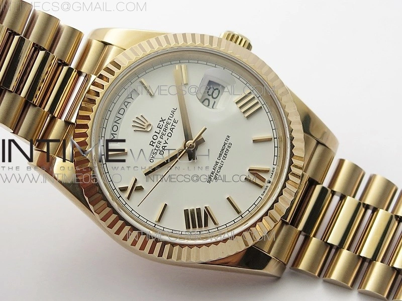 Day-Date 40mm 228239 BP New Dial Version 904 RG White Roman Markers Dial on RG President Bracelet A2836