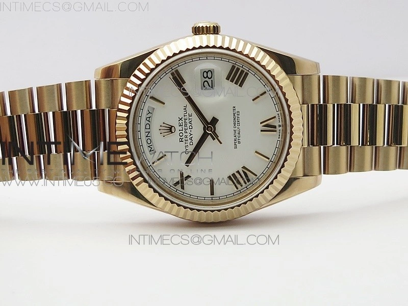 Day-Date 40mm 228239 BP New Dial Version 904 RG White Roman Markers Dial on RG President Bracelet A2836
