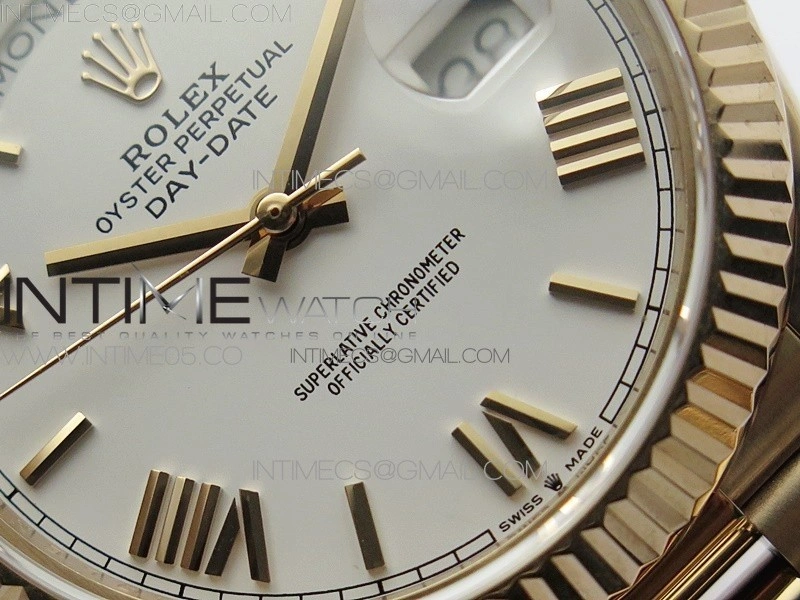 Day-Date 40mm 228239 BP New Dial Version 904 RG White Roman Markers Dial on RG President Bracelet A2836