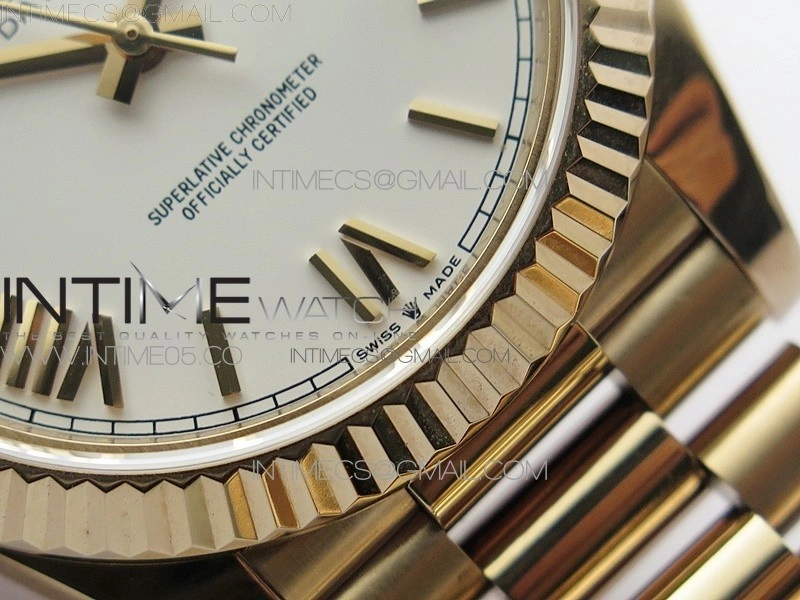 Day-Date 40mm 228239 BP New Dial Version 904 RG White Roman Markers Dial on RG President Bracelet A2836
