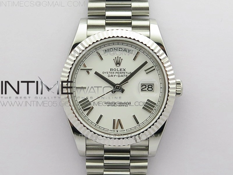 Day-Date 40mm 228239 BP New Dial Version 904 SS White Roman Markers Dial on SS President Bracelet A2836