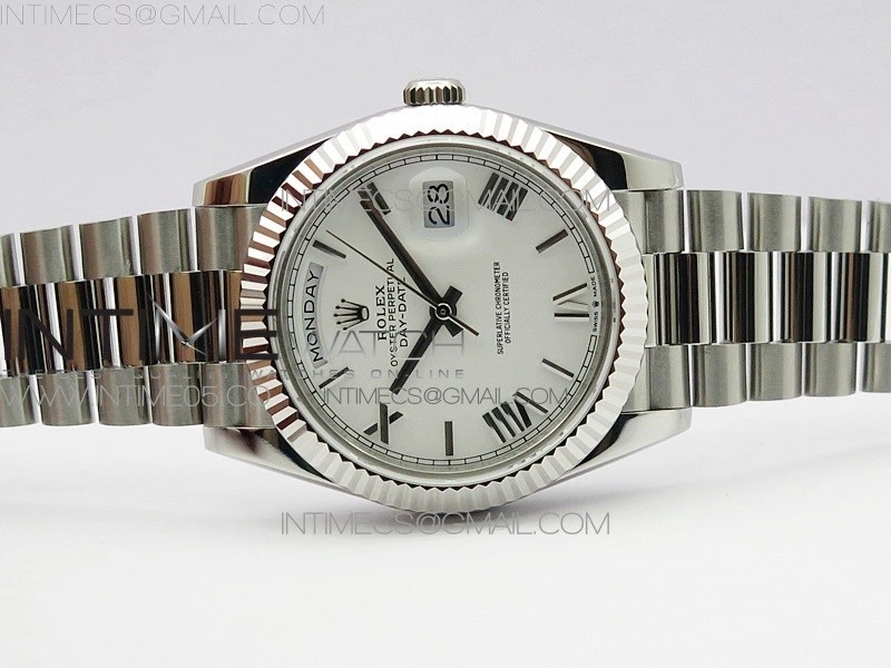 Day-Date 40mm 228239 BP New Dial Version 904 SS White Roman Markers Dial on SS President Bracelet A2836