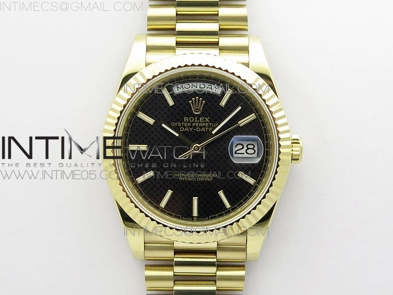 Day-Date 40mm 228239 BP New Dial Version 904 YG Black Stick Markers Dial on YG President Bracelet A2836