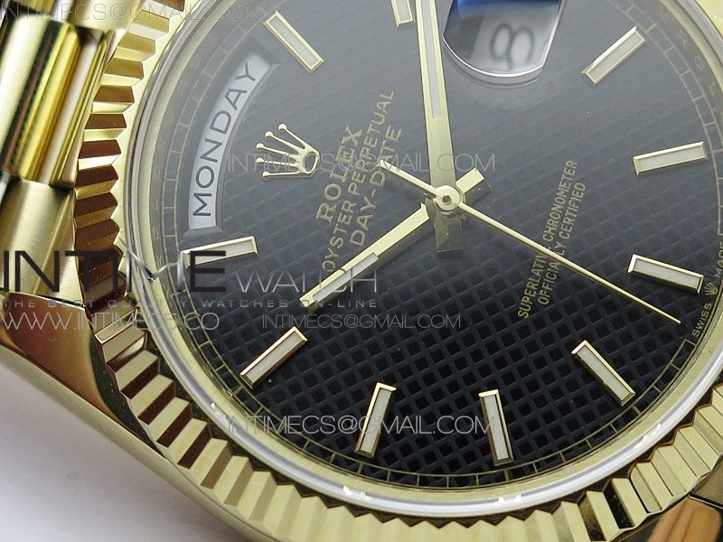 Day-Date 40mm 228239 BP New Dial Version 904 YG Black Stick Markers Dial on YG President Bracelet A2836