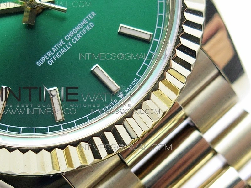 Day-Date 40mm 228239 BP New Dial Version 904 YG Green Stick Markers Dial on YG President Bracelet A2836