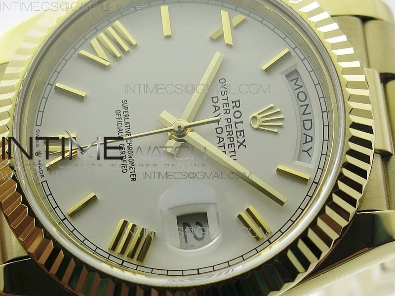 Day-Date 40mm 228239 BP New Dial Version 904 YG White Roman Markers Dial on YG President Bracelet A2836