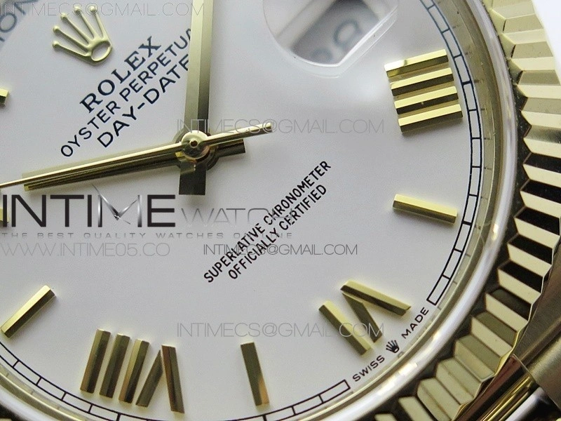 Day-Date 40mm 228239 BP New Dial Version 904 YG White Roman Markers Dial on YG President Bracelet A2836