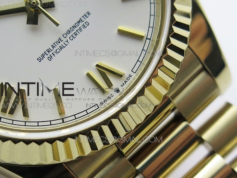 Day-Date 40mm 228239 BP New Dial Version 904 YG White Roman Markers Dial on YG President Bracelet A2836