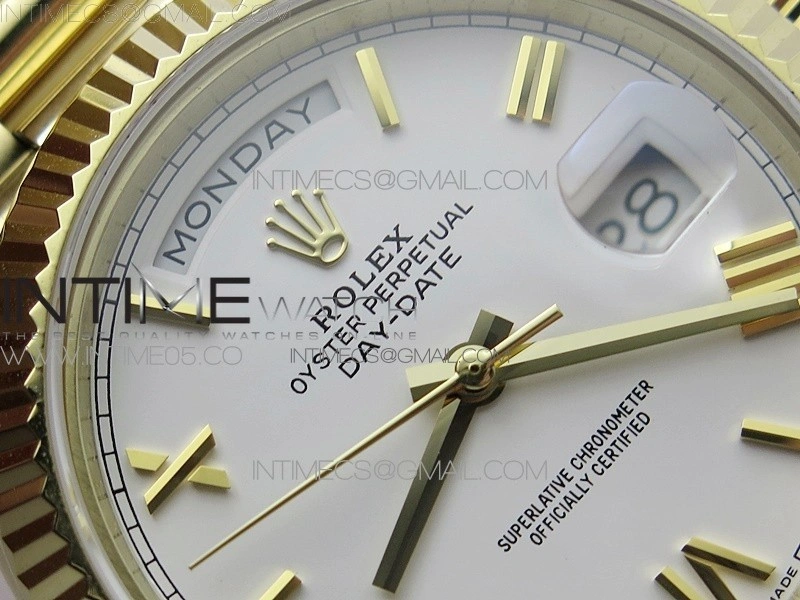 Day-Date 40mm 228239 BP New Dial Version 904 YG White Roman Markers Dial on YG President Bracelet A2836