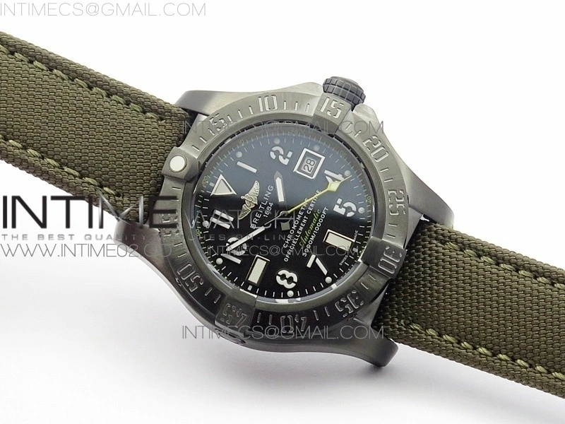 Avenger II Seawolf DLC V2 Best Black Dial Numeral Markers Yellow Second Hand on Black Strap A2836(Free Brown Leather Strap