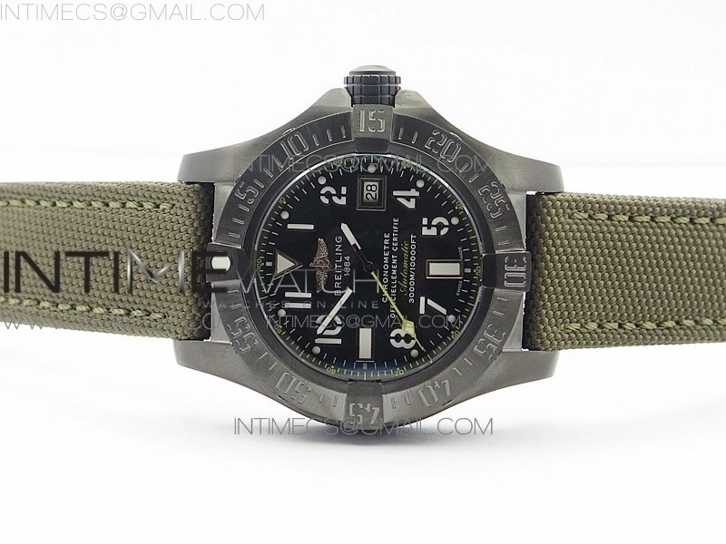 Avenger II Seawolf DLC V2 Best Black Dial Numeral Markers Yellow Second Hand on Black Strap A2836(Free Brown Leather Strap