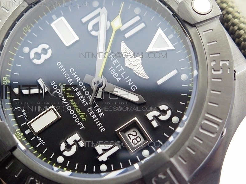 Avenger II Seawolf DLC V2 Best Black Dial Numeral Markers Yellow Second Hand on Black Strap A2836(Free Brown Leather Strap