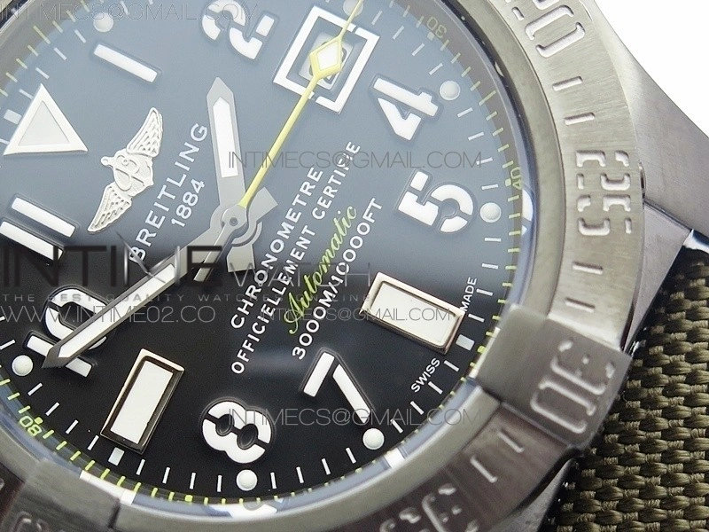 Avenger II Seawolf DLC V2 Best Black Dial Numeral Markers Yellow Second Hand on Black Strap A2836(Free Brown Leather Strap