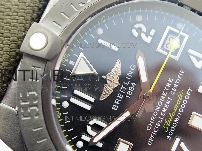 Avenger II Seawolf DLC V2 Best Black Dial Numeral Markers Yellow Second Hand on Black Strap A2836(Free Brown Leather Strap