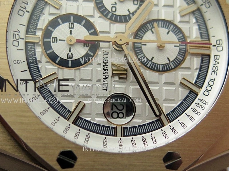 Royal Oak Offshore 44mm RG TKF 1:1 Best Edition White Dial on White Rubber Strap A3126