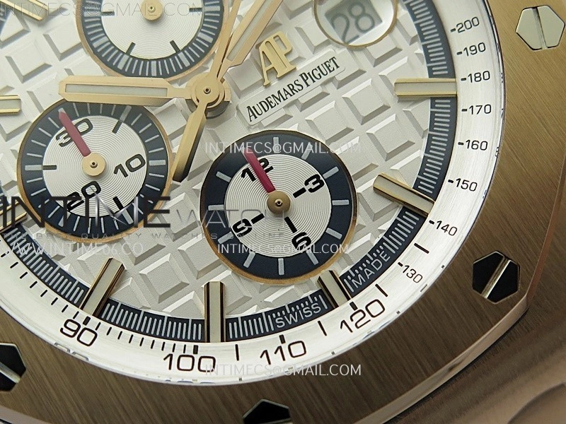 Royal Oak Offshore 44mm RG TKF 1:1 Best Edition White Dial on White Rubber Strap A3126