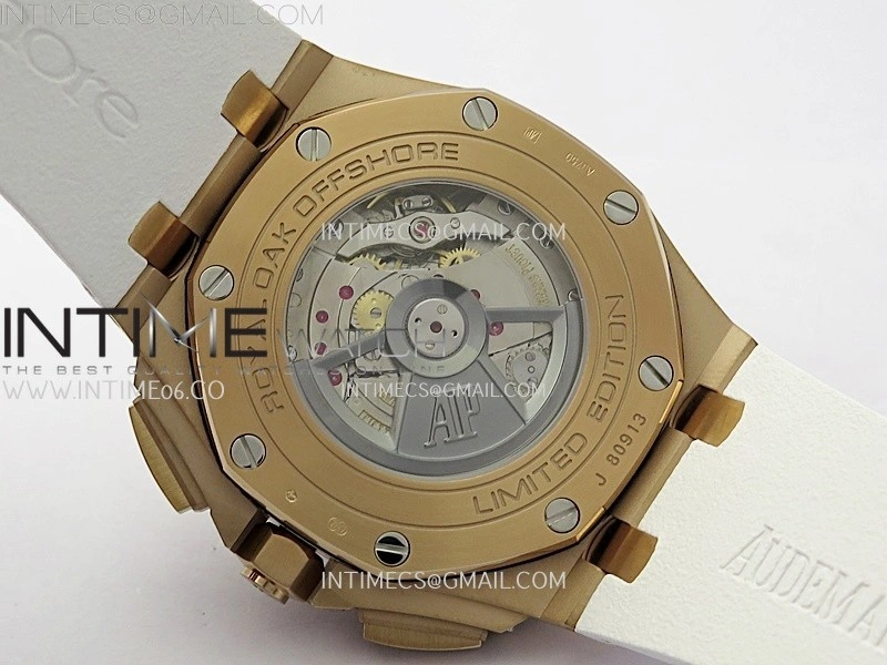 Royal Oak Offshore 44mm RG TKF 1:1 Best Edition White Dial on White Rubber Strap A3126