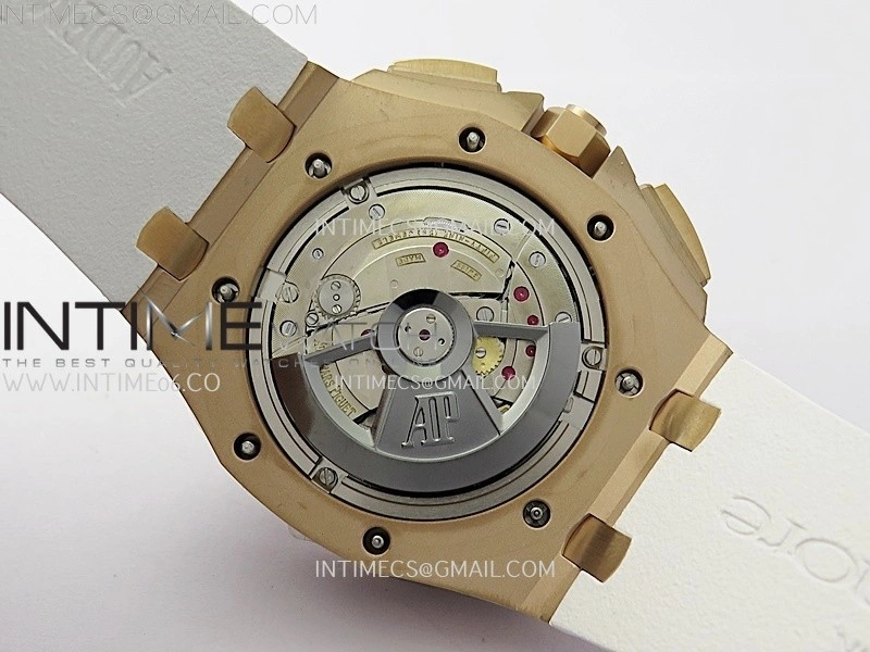 Royal Oak Offshore 44mm RG TKF 1:1 Best Edition White Dial on White Rubber Strap A3126