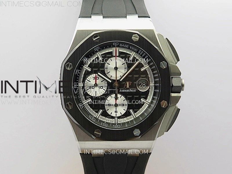 Royal Oak Offshore 44mm SS TKF 1:1 Best Edition Black Dial On Black Rubber Strap A3126