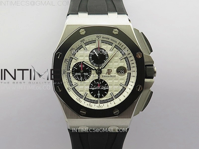 Royal Oak Offshore 44mm SS TKF 1:1 Best Edition White Dial on Black Rubber Strap A3126