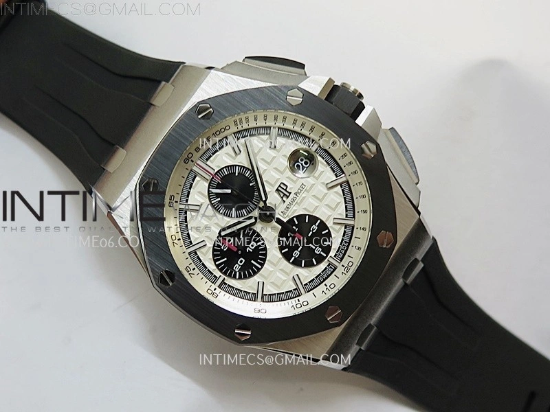 Royal Oak Offshore 44mm SS TKF 1:1 Best Edition White Dial on Black Rubber Strap A3126