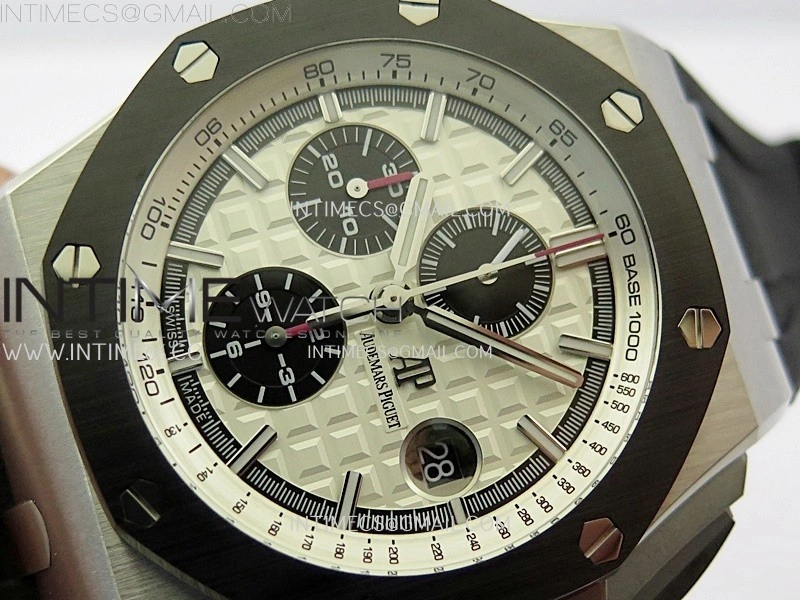 Royal Oak Offshore 44mm SS TKF 1:1 Best Edition White Dial on Black Rubber Strap A3126