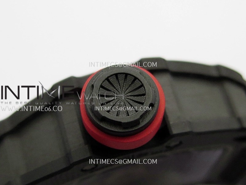 RM035-02 Black NTPT Red Crown Umi Office 1:1 Best Edition Skeleton Dial On Black Rubber Strap RMAL1 Super Clone V2