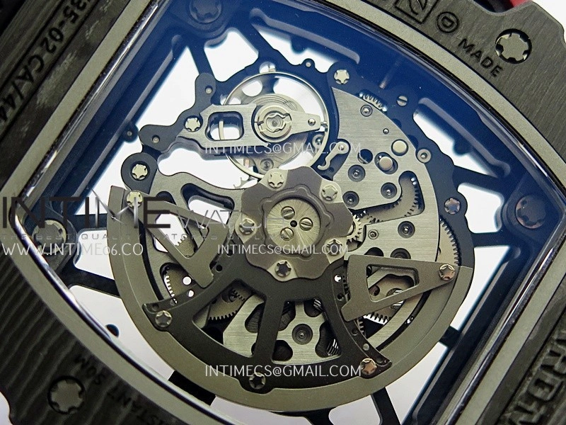 RM035-02 Black NTPT Red Crown Umi Office 1:1 Best Edition Skeleton Dial On Black Rubber Strap RMAL1 Super Clone V2