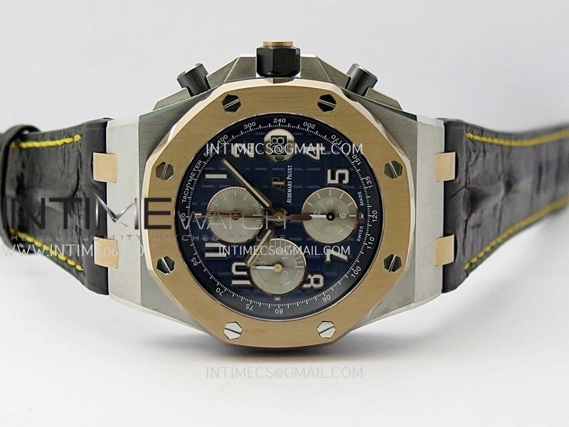 Royal Oak Offshore 42mm SS RG TKF Best Edition Blue Dial On Black Leather Strap Asian 3126